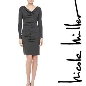 Long Sleeve Cowl Neck Ruched Dress Size P